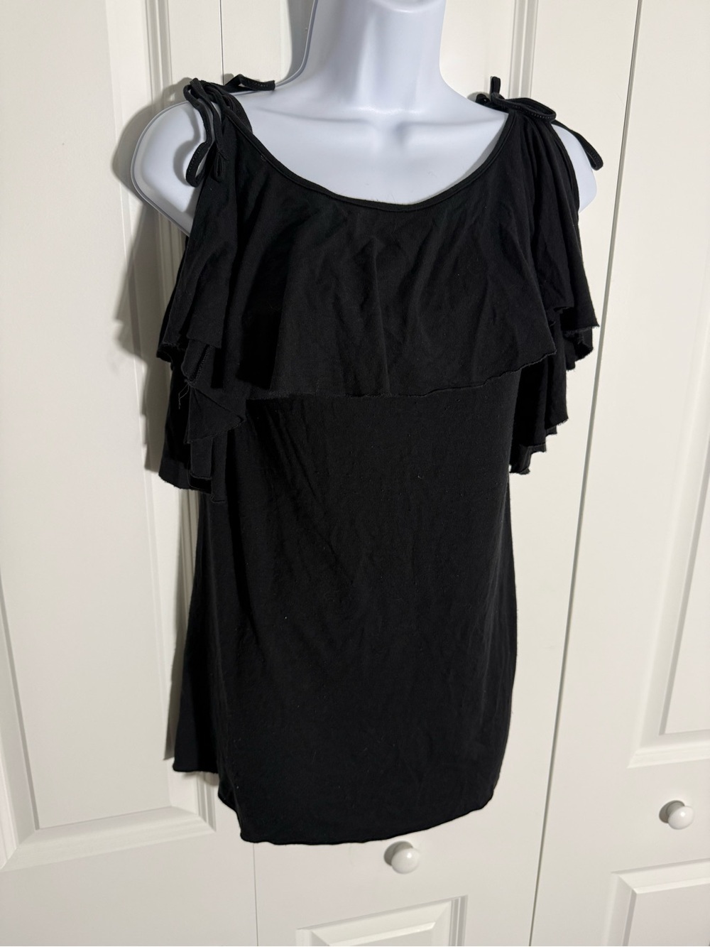 Free People Black Ruffle Mini Dress